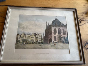 Bremen, das Rathaus und der Markt - Stahlstich Koloriert Gebr. Rouargue - Bild 1 von 3
