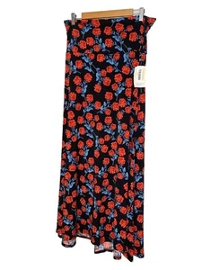 NWT Lularoe Women’s Maxi Skirt red roses belle Elastic waistband size Large - Picture 1 of 11