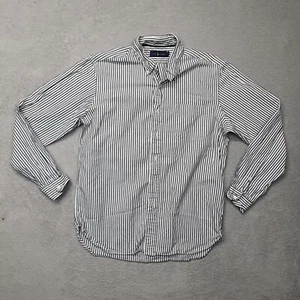 Ralph Lauren Button Up Shirt Men Large L Long Sleeve Colared Striped White/Grey - Picture 1 of 6