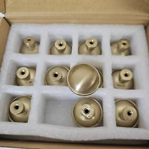 12 Round Brushed Brass Cabinet Knobs Satin Gold Solid Hardware Drawer Pulls - Picture 1 of 8
