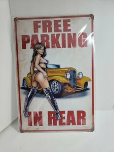 Free Parking in Rear Metal Sign 12" x 8" - Picture 1 of 2