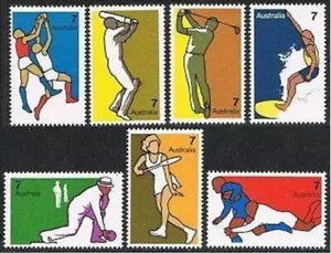 Australien 590-596, postfrisch. Sport 1974. Cricket, Golf, Surfen, Tennis, Bowls, Rugby. - Bild 1 von 1