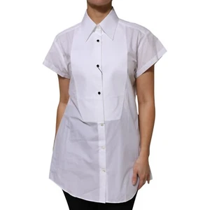 Top Dolce & Gabbana Blanco Algodón Cuello Mangas Cortas IT46/US12/XL RRP 820usd - Imagen 1 de 11