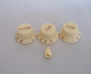 Aged White ST Volume Knob Tone Knobs Guitar Switch Tip Cap fits Fender Strat - Picture 1 of 3