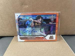 Cole Young 2023 TOPPS PRO DEBUT CHROME ORANGE LAVA REFRACTOR RC AUTO /25 NUTS