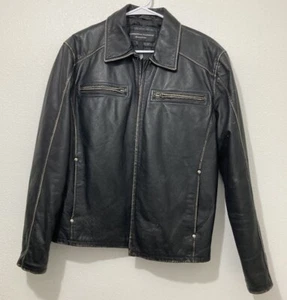 Cambridge Classics Mens Black Leather Zippered Quilted Lining Jacket Small 34/36 - Picture 1 of 7