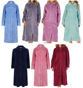 Slenderella Ladies Zip Up Dressing Gown Womens Soft Waffle Fleece Bath Robe - Picture 1 of 104