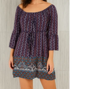 NWT Roberta Women Indie Boho Dress Paisley Print Flare Flutter Arm Size Medium - Picture 1 of 12