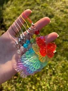 Breloques/porte-clés téléphone fait main - thème papillon - 7 couleurs au choix - Photo 1 sur 8