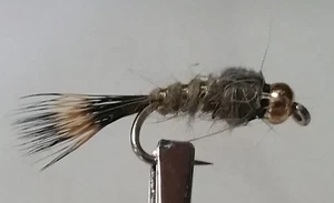 1 docena - sujetador oreja de liebre natural - mosca ninfa húmeda - trucha - Imagen 1 de 1
