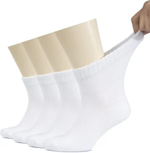 Calcetines tobilleros de algodón para diabéticos Hugh Ugoli para hombre, 11-13, 05- blancos (4 pares)  - Imagen 1 de 7