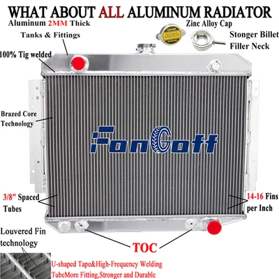 4Row Radiator FIT 1971-1979/75 Dodge D/W 100 200 300 Pickup D150 W150 Ramcharger - Image 1 of 4