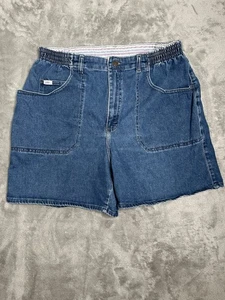 Vintage 90s Women’s Lee Utility Side Elastic Denim Shorts, Size 18W - Picture 1 of 9