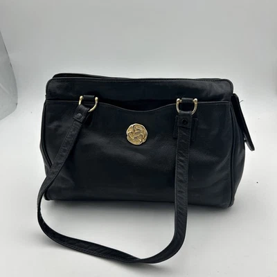 Bolsa de mão Giani Bernini de couro preta bolsa de ombro média 5 compartimentos - Imagem 1 de 4