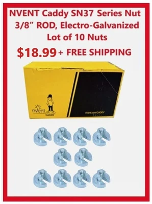 1 Paquete de 10, NVENT Caddy SN37 3/8" Varilla Canal Tuerca Electro Galvanizado Acero SN Foto 1 de 2