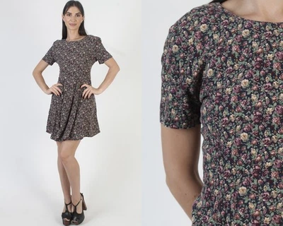 Vintage 90s Grunge Dress Corset Back Liberty Print Gypsy Festival Sundress - Image 1 of 4