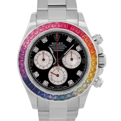 Rolex Daytona Cosmograph RAINBOW DIAMOND 18K White Gold Chronograph 116509 BOX - Image 1 of 4