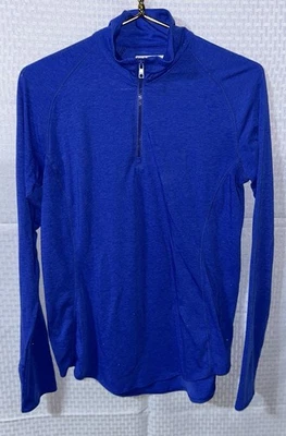 Sudadera Magallanes Mujer Med Azul Manga Larga 1/4 Cremallera Pulgar Agujero Equipo de Peces Foto 1 de 4