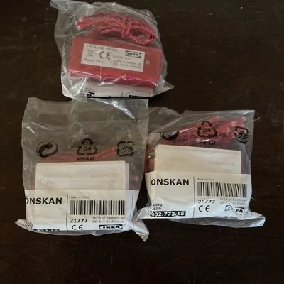 New Lot Of 3 IKEA ONSKAN 002.772.15. Battery Powered LED Lights Red 82” - Image 1 of 3