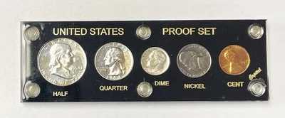 Juego de monedas de prueba de 90 % de plata 1954 de Estados Unidos en soporte de capital ~ envío gratuito Foto 1 de 2