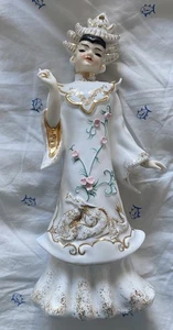 Vintage Japanese Lefton China Hand Painted Porcelain Kitsch Dragon Lady 10" Tall - Picture 1 of 4