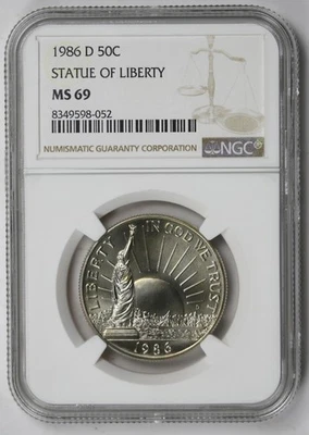 1986-D Statue of Liberty Modern Commemorative Clad Half Dollar 50C MS 69 NGC - Image 1 of 4