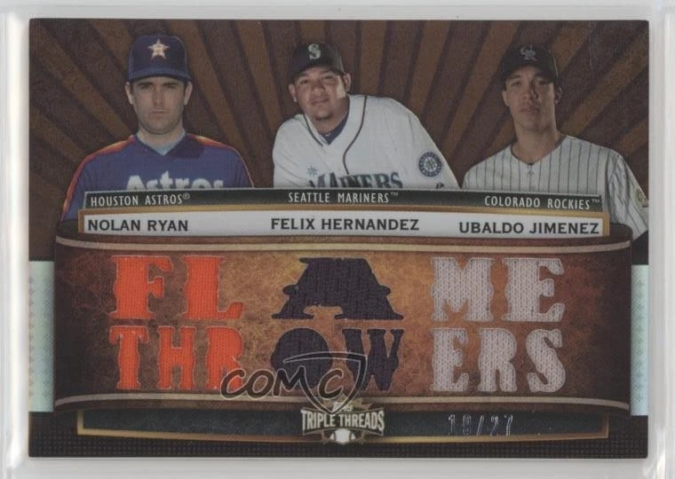 2011 Topps Triple Threads Relic Combos Sepia/27 Nolan Ryan Felix Hernández Salón de la fama Foto 1 de 2