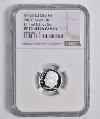 PF70 UCAM 2020-S Silver Roosevelt Dime Limited Edition NGC BROWN Lbl *6490 - Image 1 of 4