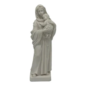 Statuetta Vintage Madre Maria Madonna & Bambino Gesù 8"" Alabastro Bellissimo Dettaglio - Foto 1 di 10