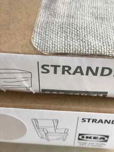 Ikea Strandmon Risane Natural Wing Armchair and Footstool Cover Beige NEW - Picture 1 of 5