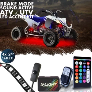 4PC 18-COLOR LED ATV UTV LED UNDER GLOW NEON LIGHTS 12 VOLT KIT W/ SWITCH 144LED - Picture 1 of 1