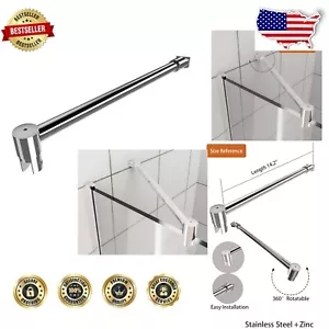 Eleganter Duschtragarm aus poliertem Silber - 180° für rahmenlose Glasscheiben - Bild 1 von 9