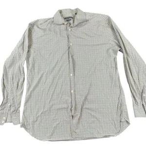 Camisa de vestir John Varvatos ajustada gris blanca a cuadros con botones talla 16 32/33 - Imagen 1 de 6