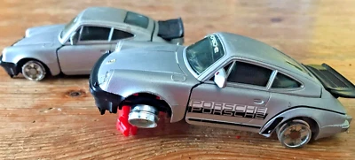 1983 Scalerobo Porsche Turbo Lot of 2 Bandai Transformer Silver Robot Car - Image 1 of 4