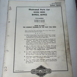 Briggs & Stratton Engine Models 84902 to 85902 Illustrated Parts Catalog List - Picture 1 of 2