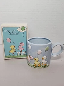 Vintage 1983 Lillian Vernon Baby Blue Cup Mug Duckling Ducks Balloons Japan 2.5" - Picture 1 of 6