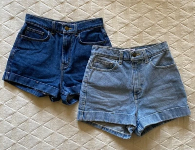 American Apparel Denim Jean Shorts Lot of 2 Light & Medium Wash Women's Size 25 - Image 1 of 4