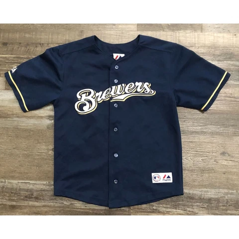 Majestic Prince Fielder Milwaukee Brewers Medium 10-12 Button Jersey Cover