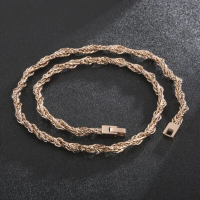 Розовое золото из нержавеющей стали Twist цепочка мужской ожерелье ссылка панк ювелирных изделий 6 мм 24 дюйма - Изображение 1 из 4