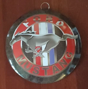 FORD MUSTANG 16” ROUND METAL DOME SIGN Wall Sign Decor Official Licensed NEW - Picture 1 of 3