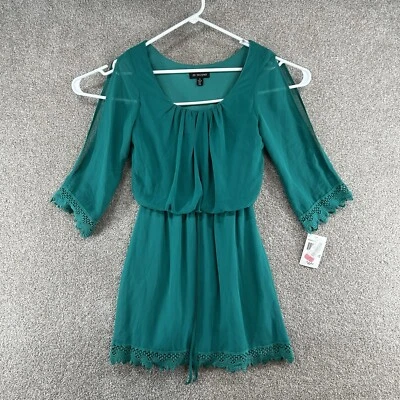 NWT Jodie Kristopher Women's Dress Size XS Green Long Sleeve Scoop Neck - Image 1 of 4