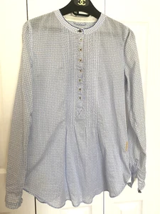 0039 Italy - Bluse - Oberteil blau-weiß Baumwolle langarm Made in Portugal M/S - Bild 1 von 10
