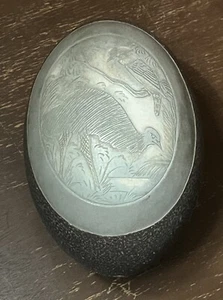 Antique Australian Carved Kookaburra Emu Egg - Picture 1 of 18