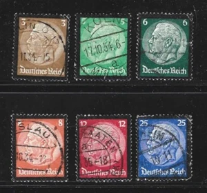 GERMANY – 1934 – HINDENBURG MEMORIAL ISSUE – Scott # 436-441 - SET OF 6 - USED - Picture 1 of 2