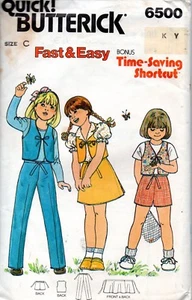 80s Quick Butterick Sewing Pattern 6500 Children's Vest, Skirt, Pants & Shorts - Picture 1 of 2