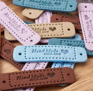 10 Stück Handmade With Love Label Etiketten DIY Leder Patches Handmade Labels - Bild 1 von 4