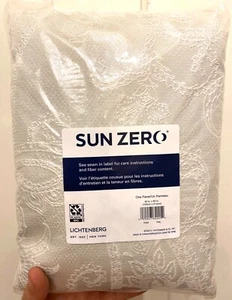 New Sun Zero Gray White Embroidered Curtain Lichtenberg One Panel 40 x 84 NICE!! - Picture 1 of 3