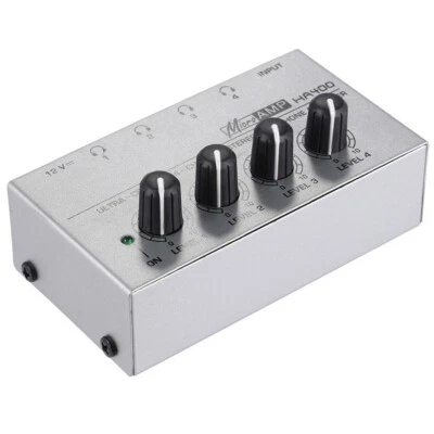 HA400 Mini 4 Channels Mini Audio Stereo Headphone Amplifier w/Power Adapter N7S4 - Image 1 of 4