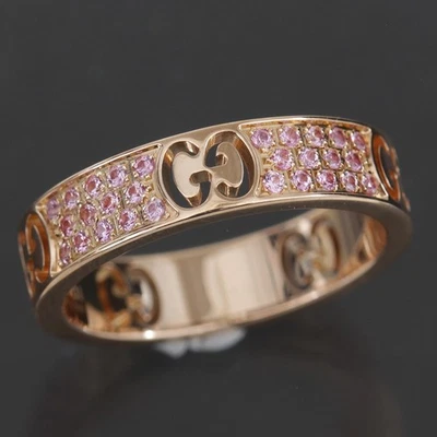 Anillo GUCCI Icono Polvo de Estrellas Zafiro Rosa EE. UU. 4,5 K18PG Caja Recién Pulido 6392A Foto 1 de 4