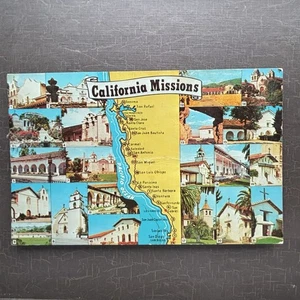 TOURIST ROADTRIP POSTCARD 20 California Missions With Road Map pre-1980 Chrome - Picture 1 of 3